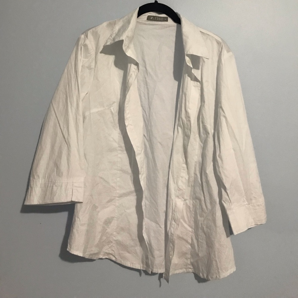 LE3NO Women White Dress Shirt